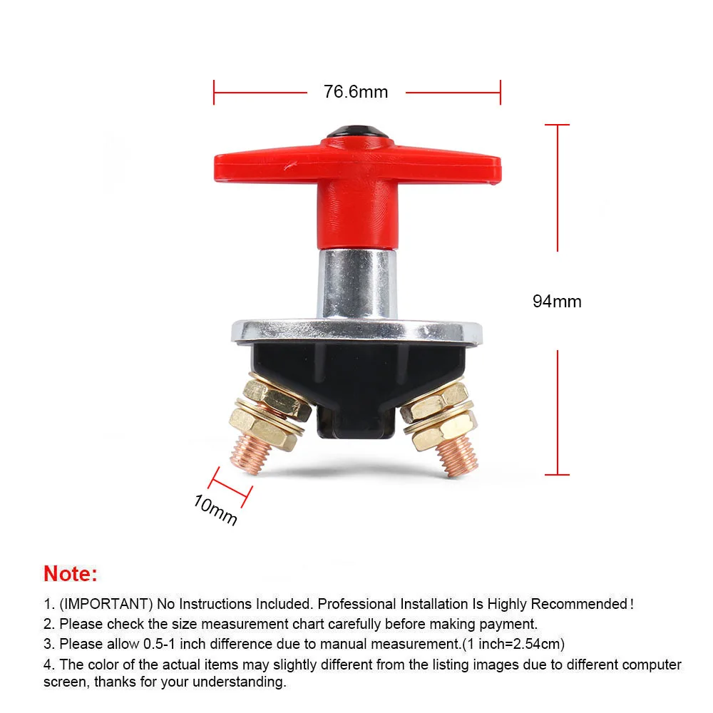 

12V - 60V 300 Amp Car Fixed Key Battery Isolator Cut Off Kill Switch Heavy Duty Electrical Switch