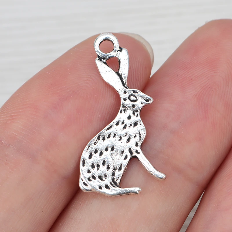 20 x Tibetan Silver Animal Rabbit Charms Pendants Beads For DIY Necklace Bracelet Jewerly Making Findings Accessories 26x13mm