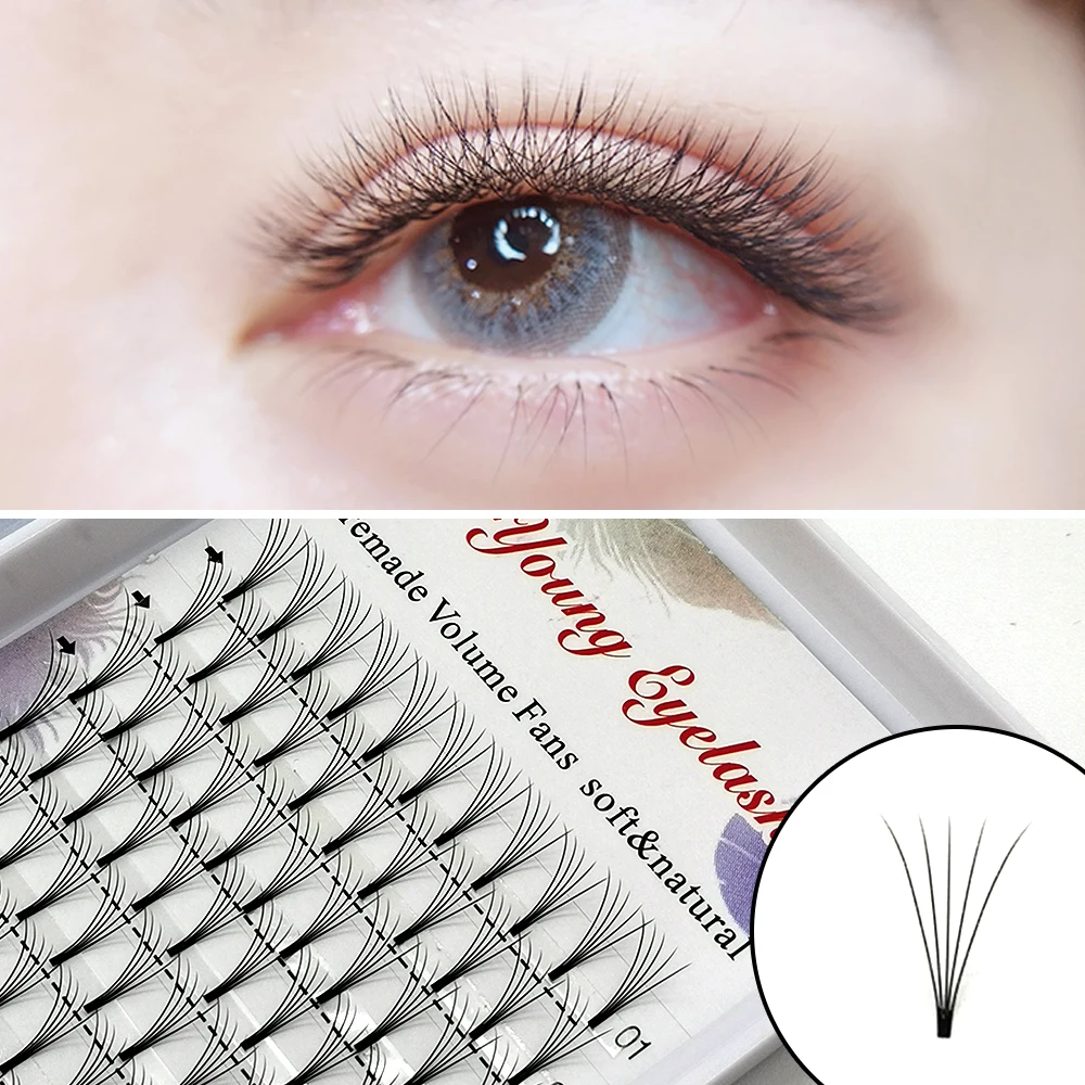 E-Y Premade Volume Fans 3D/4D/5D Individual Lashes Extension Pointy Stem Natural Soft Russia Volume Short Stem 8-15MM Lash