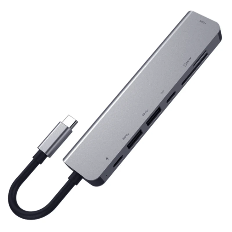 7 in1 Legierung USB-C Hub Typ C zu 4k HDMI-kompatibler USB 3,0 Adapter Docking station Konverter für Typ C Laptop MacBook Chrome book