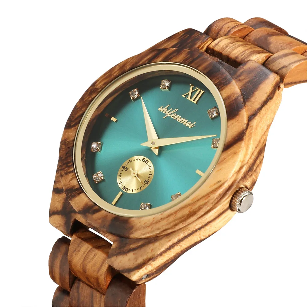 Luxury Women Wooden Watch Solid Zebra Ebony Red Sandalwood Watch Vintage Casual Full Wood Quartz Wristwatch Male Reloj de Madera