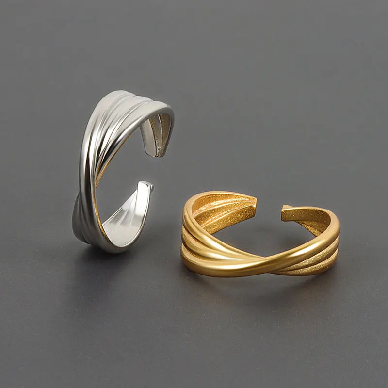 LIVVY Silver Color Trendy Cross Geometric Engagement Rings  For Women Couple Vintage Fashion Jewelry Accessorize