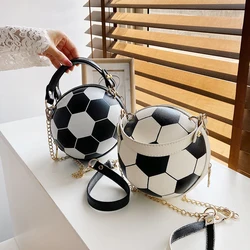 Fashion Basketball Football Round Shaped Shoulder Bags for Women Chain Casual Zipper Totes Purse PU Leather Messenger Crossbody