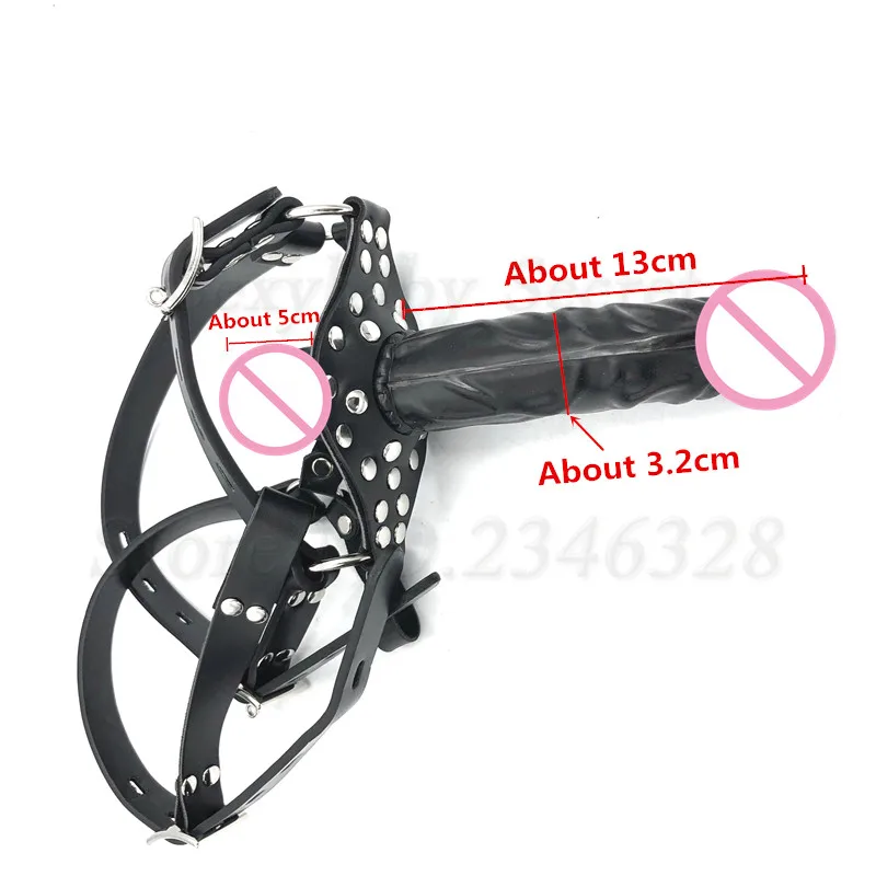 Double-Ended Dildos Gag Strap On Open Mouth Dong Plug PU Leather Harness Realistic Cock Bondage Adult Games Sex Toys For Couples