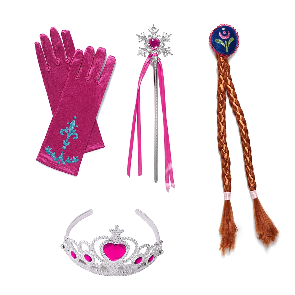 Pretty Elsa Accessories for Girls Headwear Cosplay Snow Queen Children Jewelry Party Fancy Princess Casual Dresses Accessories