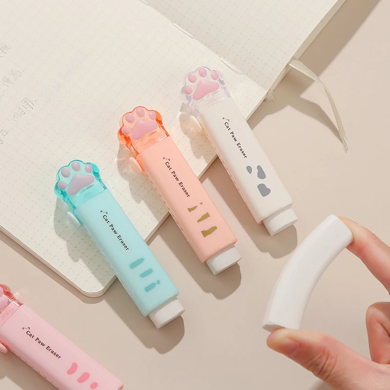 1pcs Cute Paw Eraser Mini Cat Claw Push Type Rubber Erasers for Pencil Cleaning Stationery School Student Gift Award A6741