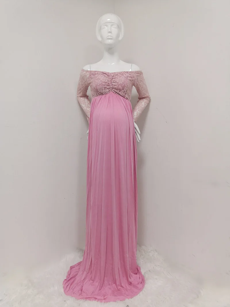 Baby Shower Maternity Photography Props Lace Dress Maxi Dress Elegant Pregnancy Photo Shoot Women Maternity Plus Size Dress