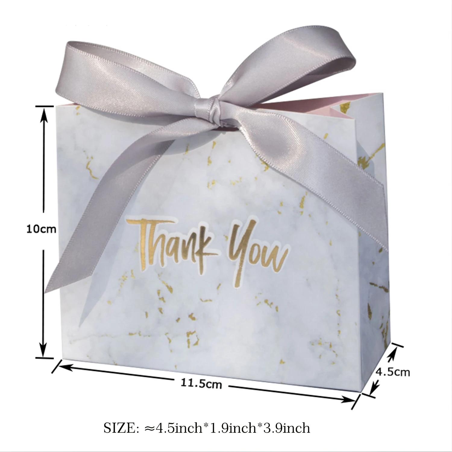 Creative Thank You Gift Bag Box Merci Paper Bag for Wedding Baby Shower Valentines Day Party Favor Candy Boxes Marble Pattern