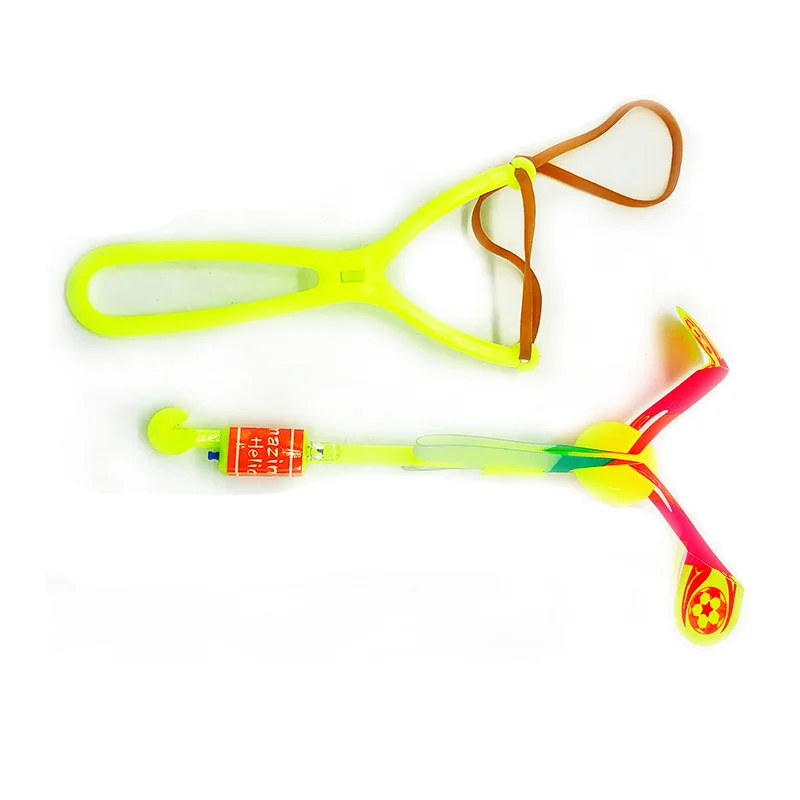 Outdoor Shining Rocket Flash LED Light Slingshot Elastic Helicopter Rotating Outdoor Flying Toy Arrow Party Gift Childrens Favor