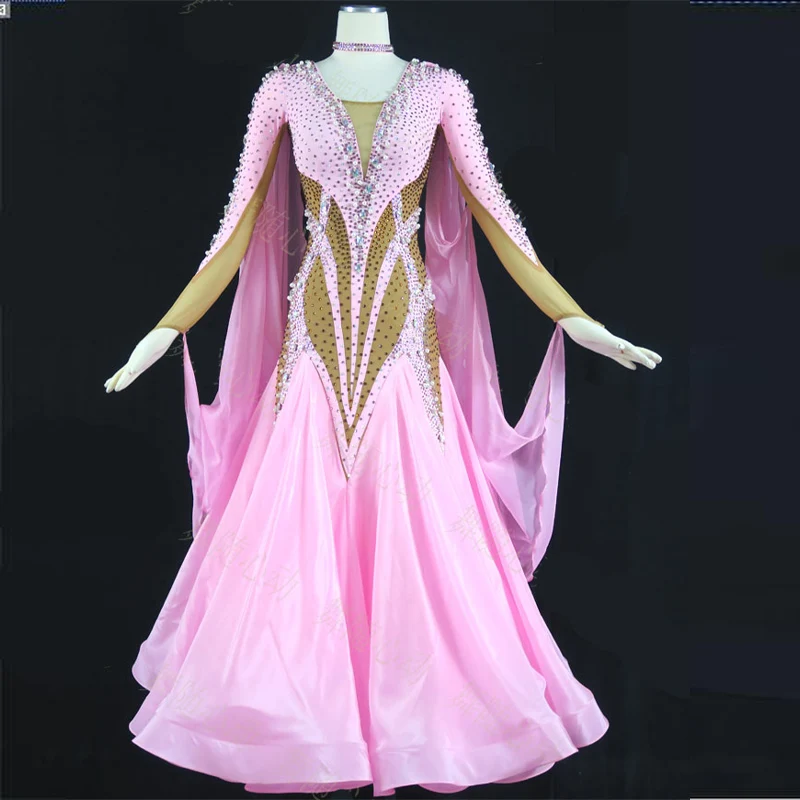 

Pink Ballroom Dance Dress Block Praise Full Length Long Sleeve Dance Dress Liturgical Lyrical Dancewear Worship Robe Dress