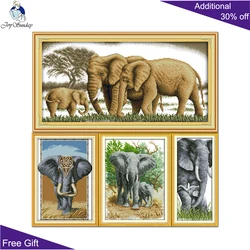 Joy Sunday-Elephant Home Decor, Elephant King, madre e figlio, A Happy Family kit punto croce, D540, D548(1), D549(2), D713