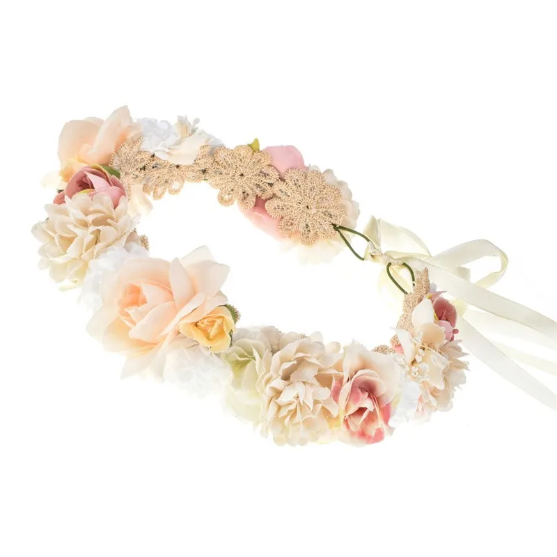 พวงหรีดดอกไม้ประดิษฐ์ เครื่องประดับผมผู้หญิง สำหรับงานแต่งงาน ที่คาดผมดอกไม้สไตล์โบฮีเมียน ปรับขนาดได้ สำหรับงานเทศกาล