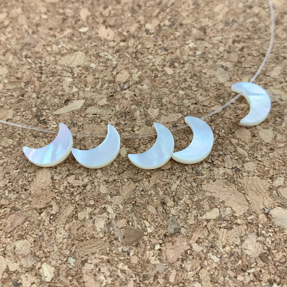 Moon Beads Natural White Mother of Pearl Shell Small Charms Pendants Jewelry Making DIY Necklace Bracelet Accessories