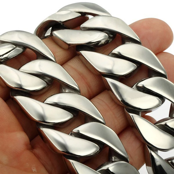 

Super Heavy 24mm/32mm Curb Cuban Boys Mens Chain Silver Color 316L Stainless Steel Necklace Wholesale Jewelry