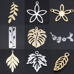 10pcs/lot Flower Leaf DIY Charms Wholesale 316 Stainless Steel Natural Bird Connectors Charm Turtle leaves Jewelry Pendant