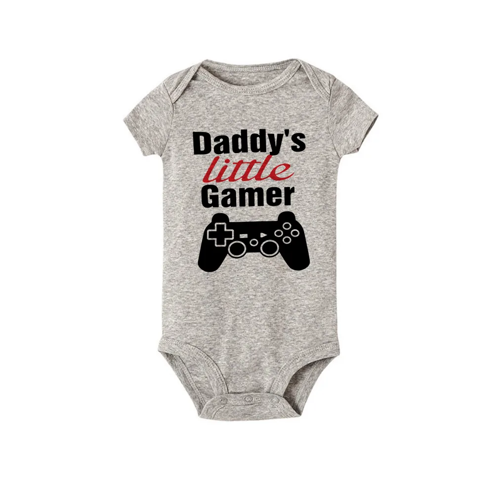 Daddy\'s Little Gamer Newborn Kids Baby Boy Girls Romper Jumpsuit Bodysuit Summer Short Sleeve  Clothes Outfit 0-24M