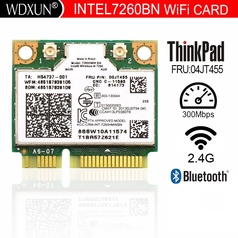 Mini carte wifi pci-e pour ordinateur portable, pour Intel sans fil N 7260 7260Bouches 7260HMW BT4.0 FRU:04X6011 00JT455 pour y510p