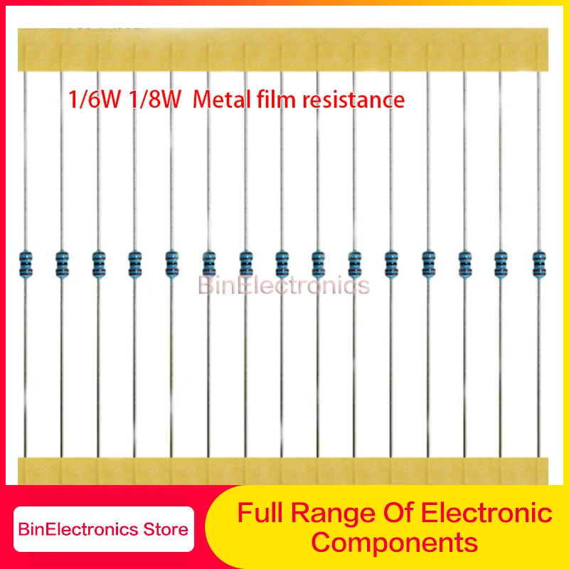 

1/6W 1/8W 0.125W Metal Film Resistor Five Ring Power Resistor 0.1~1M 3.3 4.7 10R 47 100 220 360 470 1K 2.2K 10K 22K 4.7K 100KOhm