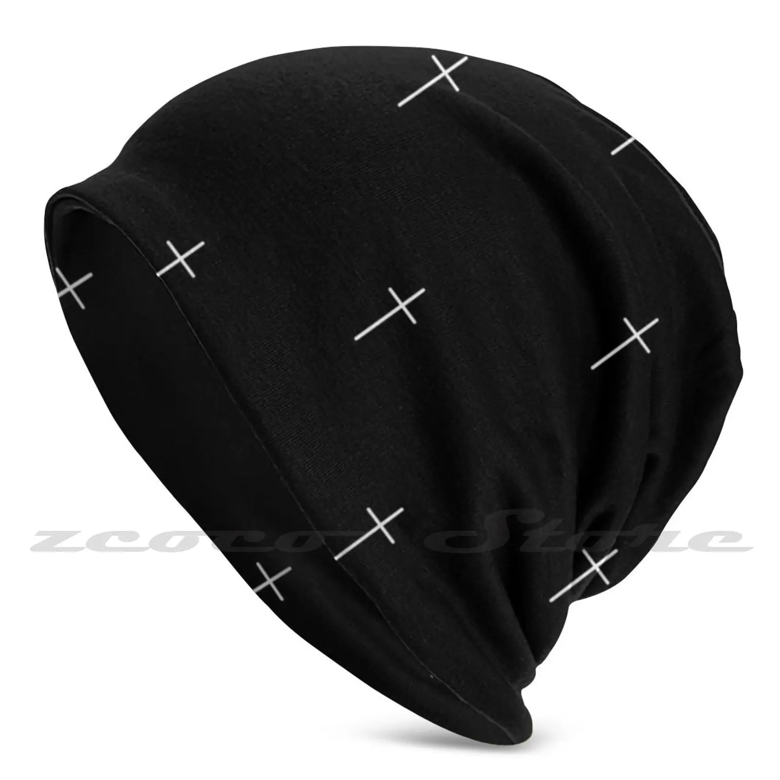 Minimalist Cross Diy Pullover Cap Knit Hat Plus Size Keep Warm Elastic Soft Teddy Bear Facial Cheap Black White Tokyo Kawaii