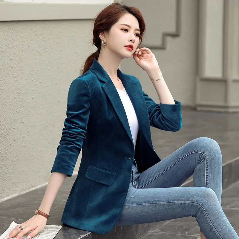 

Spring and autumn new women's long-sleeved casual small suit formal wear jacket fashion slim slimming solid color corduroy jacke
