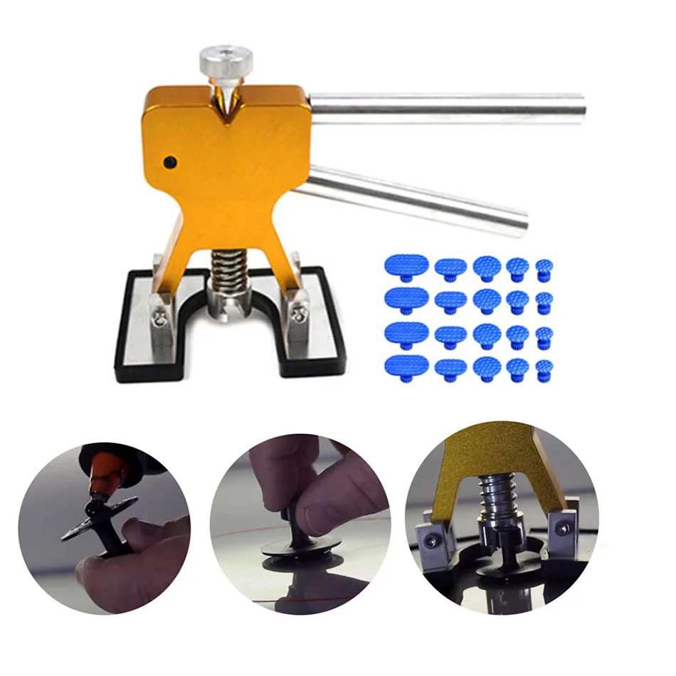 PDR King Tools car paintness dent repair tools kit golden dent lifter with 20pcs glue tabs dent puller kit