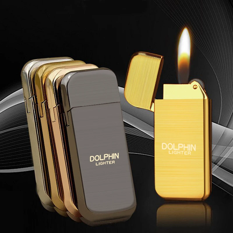 20pcs/lot Flame Refillable Cigar Butane Gas Lighter Ultrathin Metal Cigarette Lighter For Smoking Novelty Gadgets