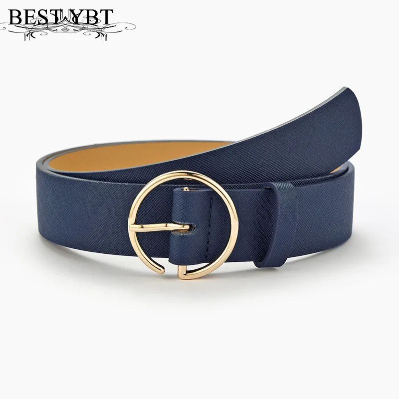 Best YBT Women's Imitation Leather Belt Alloy Pin Circular Buckle Belt New Personalized Fashion Leisure Simple Decoration Belts