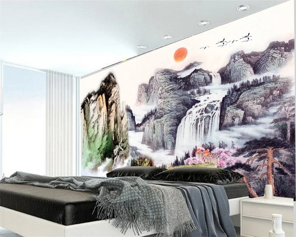 welyu Custom wallpaper 3d mural huge landscape painting background wall horse to success eight horses landscape mural фотообои