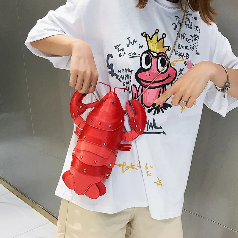 Lobster Shoulder Bag Brand Design Mini Women Handbag 3d Cartoon Animal Shape Crossbody Bags Fashion Chains Messenger Bag