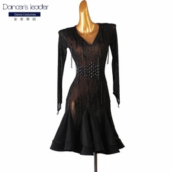Latin Dance Woman Adult Children Beaded Fringe Dress Practice Clothes Professional Rumba Samba Performance Skirt