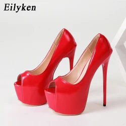 Eilyken Sexy Red Platform Pumps donna tacchi a spillo Ultra alti 17CM Peep Toe Party Bride scarpe da sposa taglia 35-42