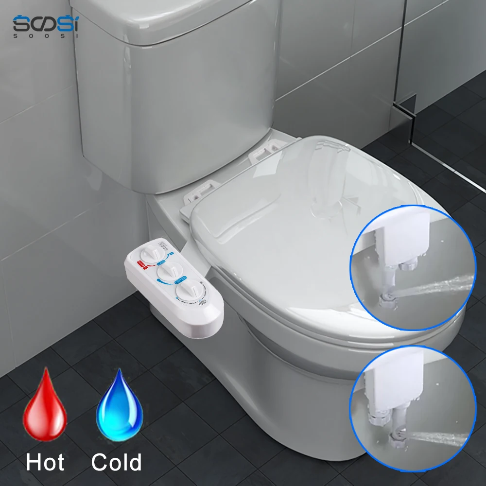 

Bidet Attachment Non-Electric Bidet Toilet Seat Self-Cleaning Dual Nozzle-Fresh Water Sprayer Mechanical Ass Washing in Stock