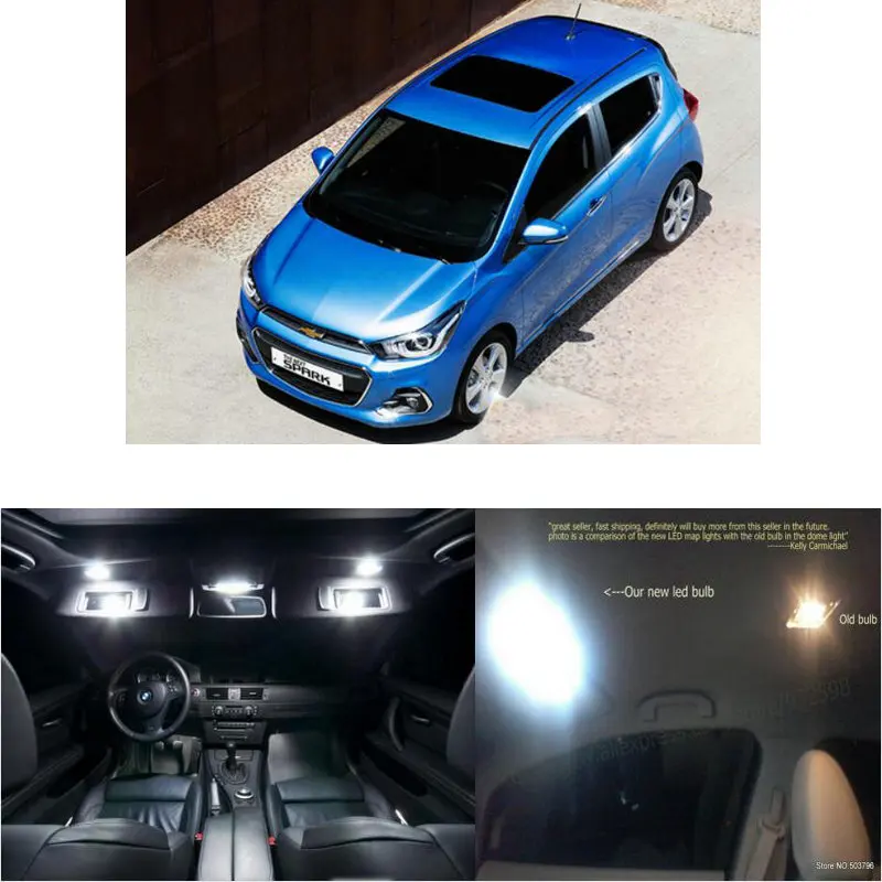 

LED Interior Car Lights For chevy spark sunroof room dome map reading foot door lamp error free 5pc