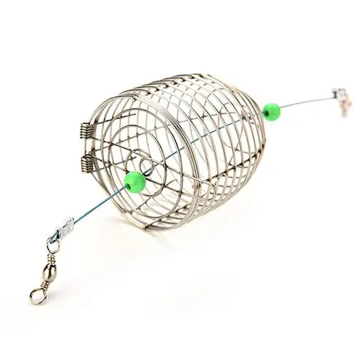 Small Fishing Lure Cage Stainless Steel Wire Fish Bait Trap Basket Fishing Tackle Lure Cage Fishing Tool Height 5cm