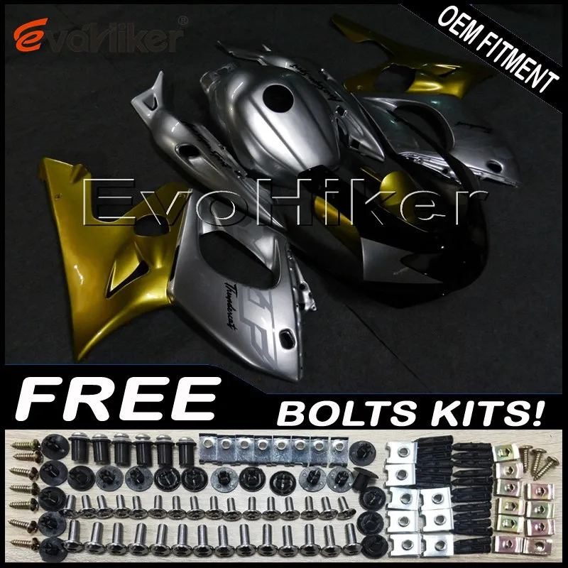 Custom motorcycle cowl for YZF600R 1997-2007 Thunderent silver gold ABS motorcycle hull fairing