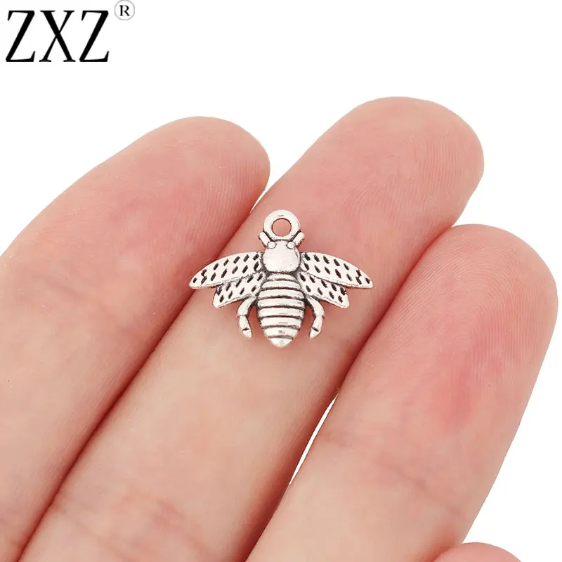 

ZXZ 50pcs Tibetan Silver Color Honeybee Bumble Bee Charms Pendants Beads for DIY Necklace Bracelet Earring Jewelry Making