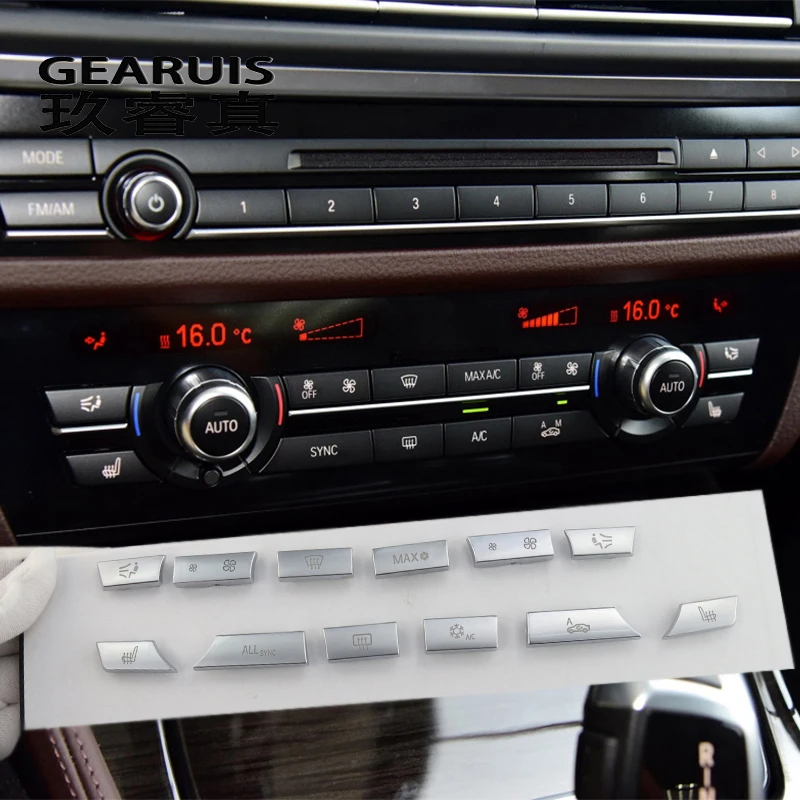 

Автомобильный Стайлинг, панель кондиционера, кнопка, крышка, внутренняя ручка переключателя, наклейка для BMW 5, 6, 7 серии f10 f18 f11 F12 F07 f01 f02