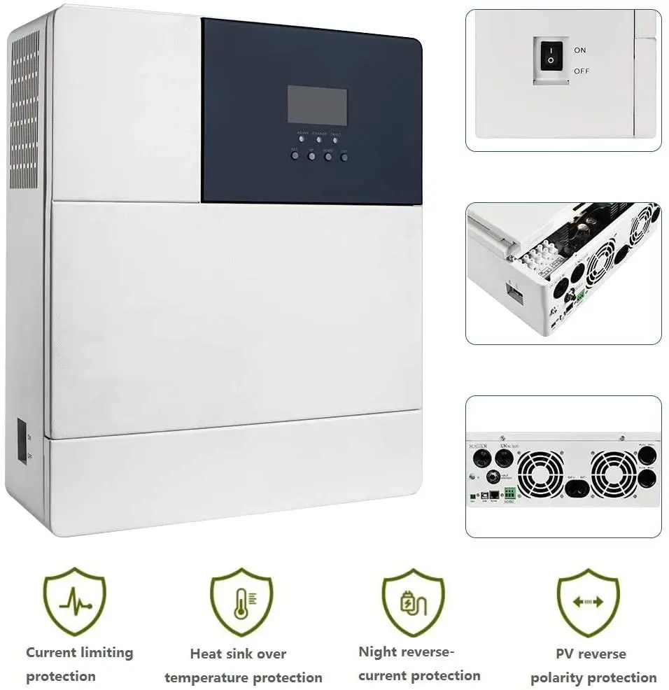 Inverter a griglia tutto in uno Off 3KW 3.5KW5KW Inverter ibrido a onda sinusoidale pura adatto per batterie al piombo e al litio 24V