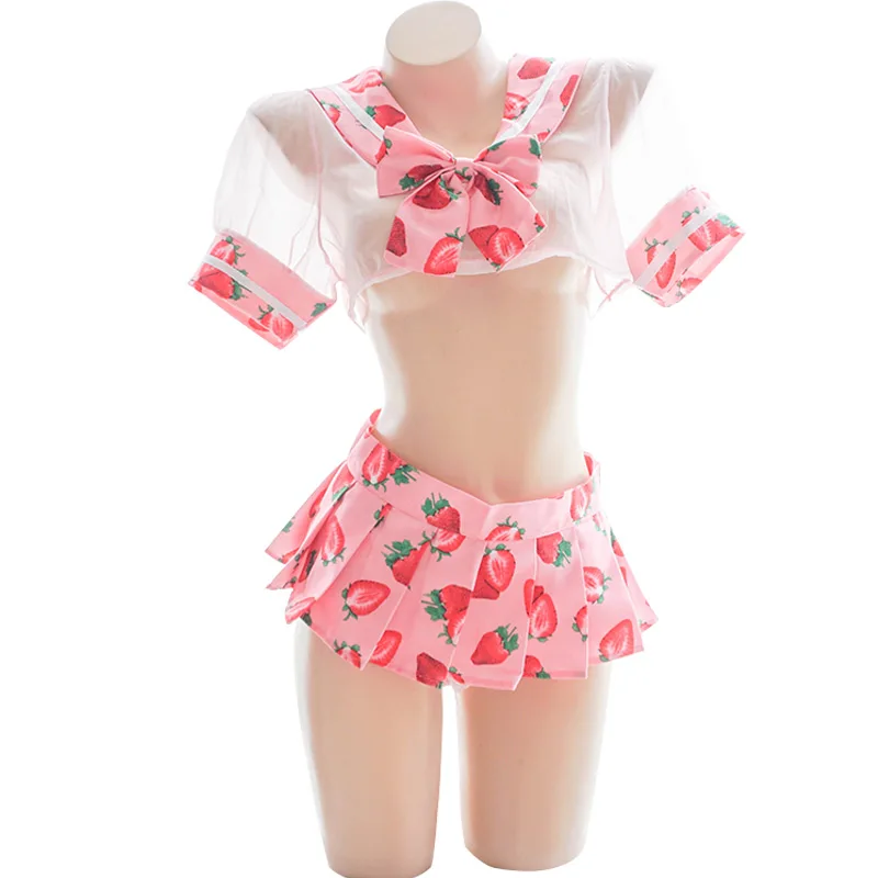 Nhật Bản Thủy Thủ Gái Lolita Dâu Gợi Tình Trang Phục Hóa Trang Nữ Sinh Đồng Nhất Bộ Trang Phục Gợi Cảm Kawaii Bộ Đồ Lót Ren Quần Lót