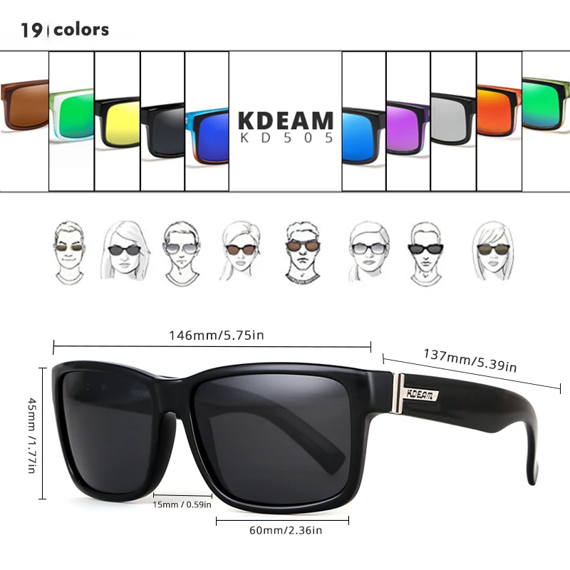 KDEAM  Mirror Polarized Sunglasses For Men Translucent Blue Frame Shades  Women Square Outdoor Driving Designer Sun Glasses