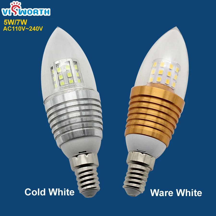 

Led Candle Light E14 5W 7W Led Bulb 360 Degree Warm Cold White Led Lamp SMD2835 Corn Led Lights For Chandelier