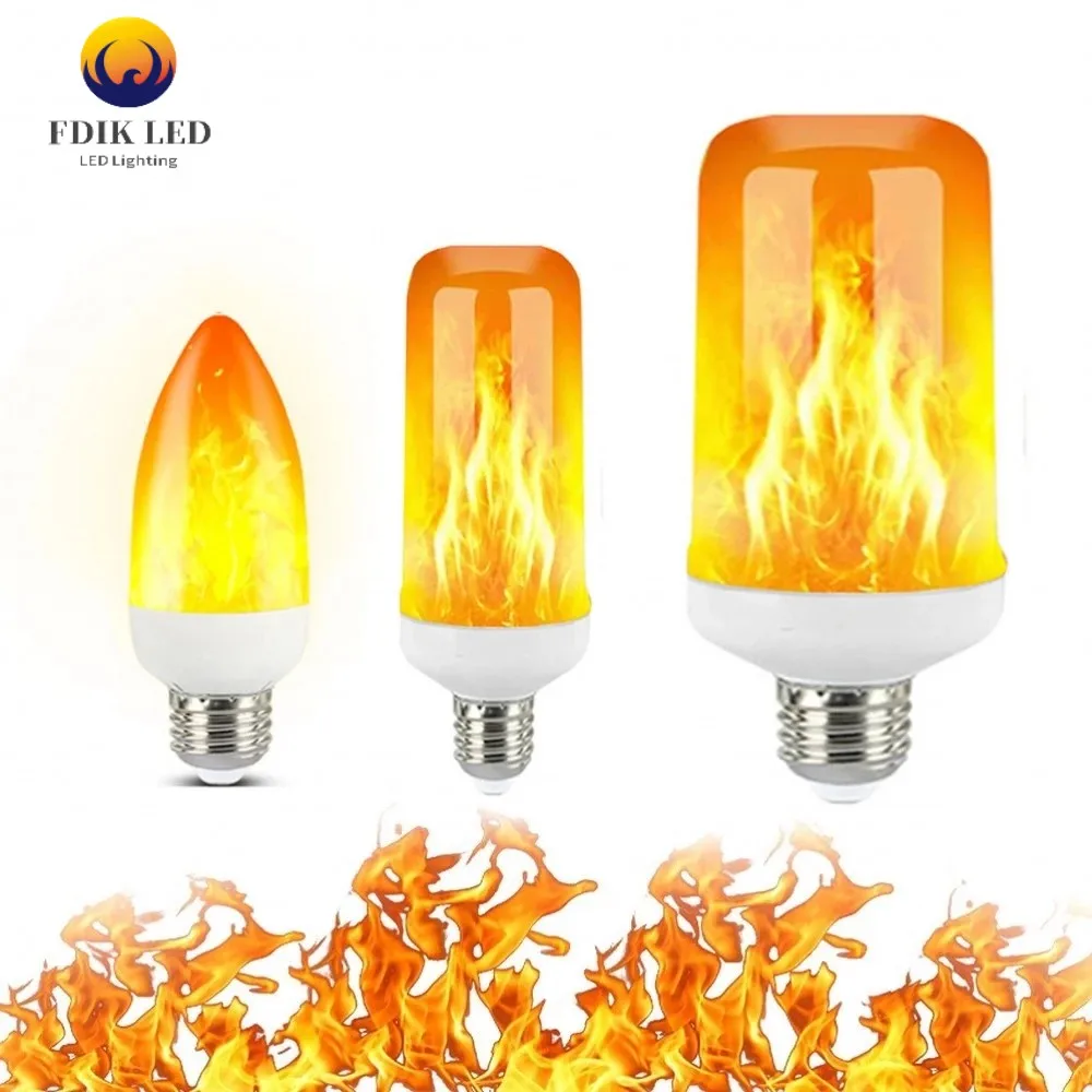 

LED E27 Flame Bulb Fire E14 lamp Corn Bulb Flickering LED Light Dynamic Flame Effect 5W 9W110V-220v for Home Atmosphere Lighting