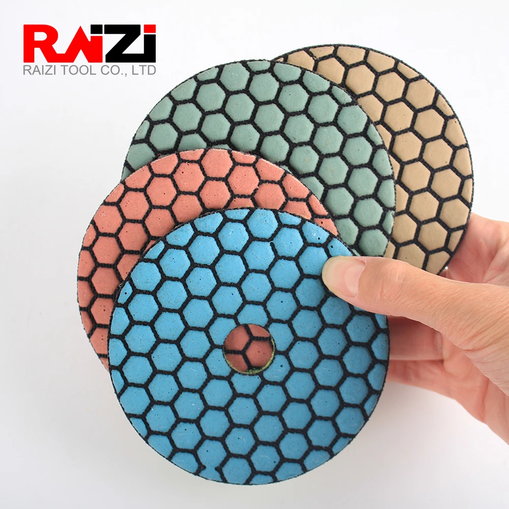 Raizi 1 Pc 4/5/7 Inch Granite Polishing Sanding Disc 7 Step Concrete Granite Marble Dry Diamond Polishing Pads Tool