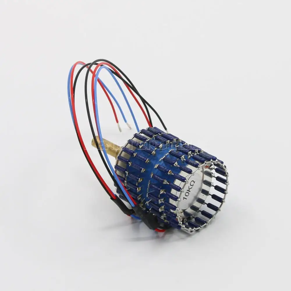 

1pcs HIFI 24 Steps Stereo Attenuator Potentiometer 10K 25K 50K 100K 250K blue dale resistance audio pot