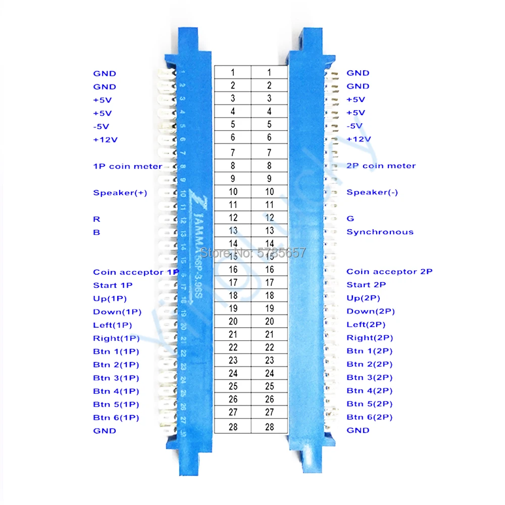 JAMMA-Wire Connector Jamma Harness for Arcade Game Board, Fighting Machine, Black and Blue Optional, 28 Pin, 1 Pc