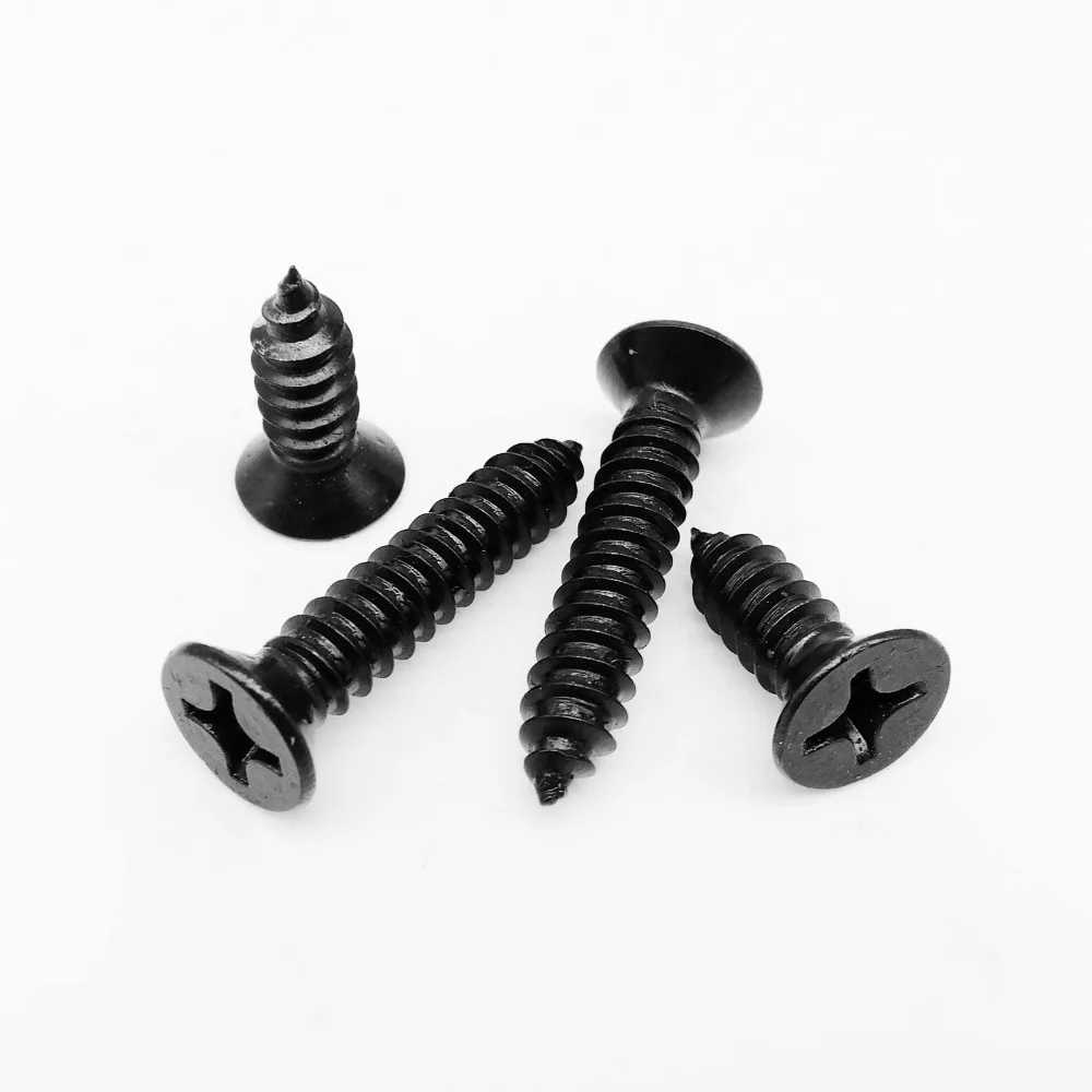 HZYUEGOU M1.7 M2 M2.6 M3 M3.5 M4 M5 M6 Schwarze 304 A2 Edelstahl Kreuzschlitz-Flachkopf-Senkkopf-Selbstschneidende Holzschraube – Detail 3