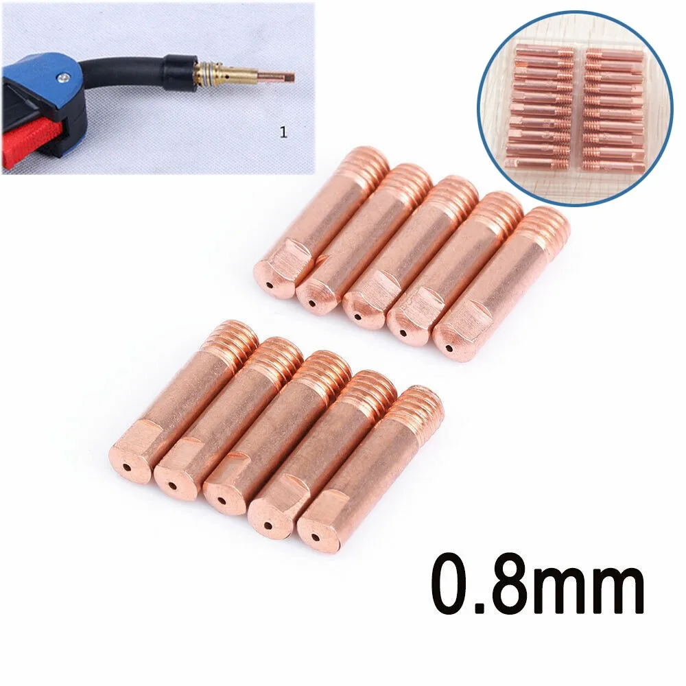 10pc MB 15AK M6 MIG Welding Contact Tips Welder Flux Cored Wire 0.8mm Length 25mm MIG MAG Welding Torch Welder Machine