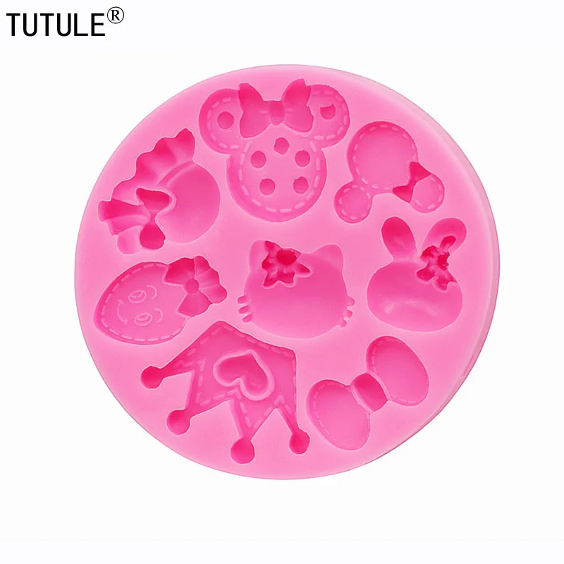 Cartoon crown bow cat tiara accessories silicone mold kitchen DIY handmade chocolate cookies cake dessert decoration molds