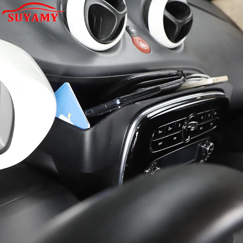 For Mercedes Smart Fortwo 453 2015-2020 Car Center Console Screen Storage Box for Cellphone Key Coins Auto Organizer Accessories