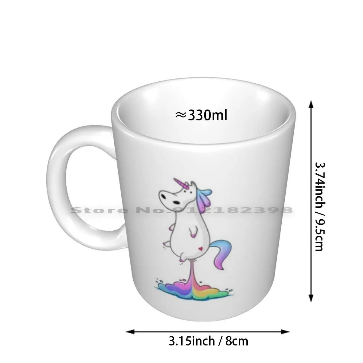 Unicorn Fart Ceramic Mugs Coffee Cups Milk Tea Mug Unicorn Animal Fart Rainbow Funny Fat Horse Cartoon Vector Fantasy Creative